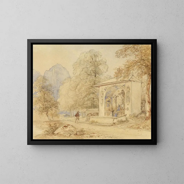 Peregrino y capilla del Gólgota - Josef Höger — cuadro enmarcado en la pared