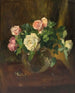Nature morte avec des roses dans un vase en verre et deux alliances - Josef Jungwirth — artwork view