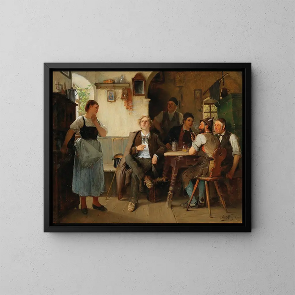 La visita de los estudiantes - Josef Kinzel — cuadro enmarcado en la pared