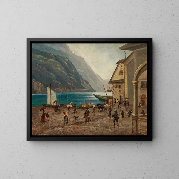 sobre la orilla del lago Königssee cerca de Berchtesgaden - Josef Mayr — cuadro enmarcado en la pared