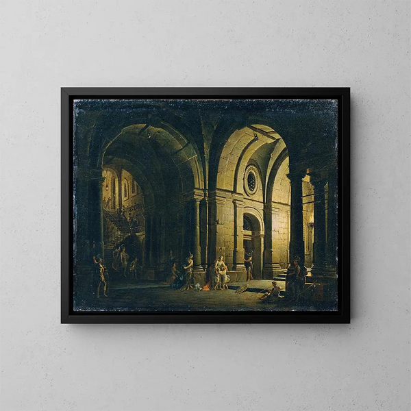 Farewell of Julius Sabinus to his family in prison - Josef Platzer — framed artwork on a wall