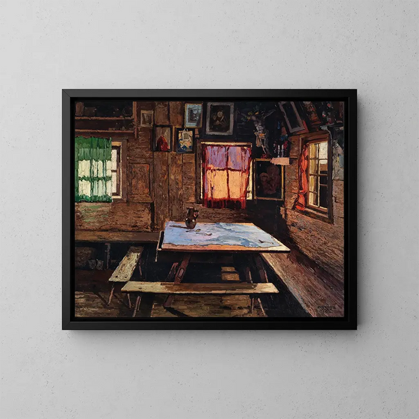 Habitación soleada en una granja - Josef Stoitzner — cuadro enmarcado en la pared