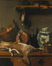 Still life with goat, copper pots, Talavera vase, and chichicuilotes - Josefa San Román — artwork view