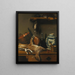 Still life with goat, copper pots, Talavera vase, and chichicuilotes - Josefa San Román — framed artwork on a wall