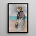 Young girl with a hat - Josep Maria Tamburini i Dalmau — framed artwork on a wall