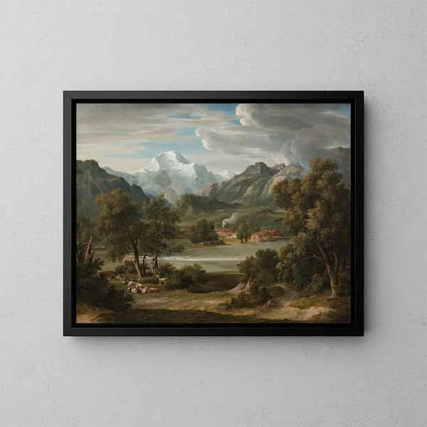 Valle de Lauterbrunnen cerca de Unterseen con vista a la Jungfrau - Joseph Anton Koch — cuadro enmarcado en la pared