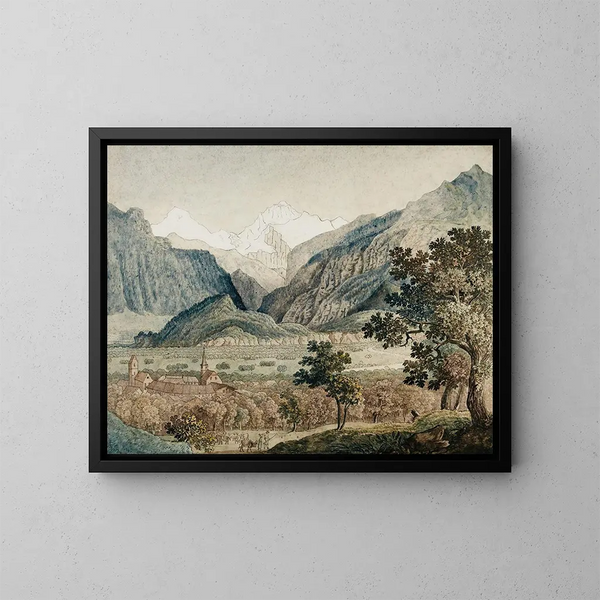 El Monch y la Virgen vistos desde Unterseen - Joseph Anton Koch — cuadro enmarcado en la pared