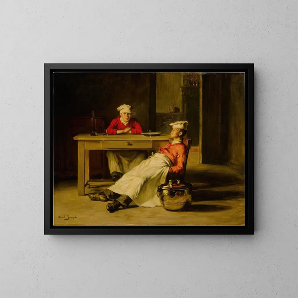 Los pequeños cocineros - Joseph Bail — cuadro enmarcado en la pared