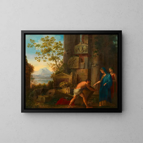 Thésée trouve l'épée de son père Égée sous la roche - Joseph Dorffmeister — framed artwork on a wall
