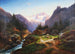 Idilio en la pradera con vista al glaciar Dachstein - Joseph Heicke — vista de la obra