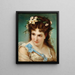 Retrato de una niña con flores en el cabello - Joseph Hippolyte Aussandon — cuadro enmarcado en la pared