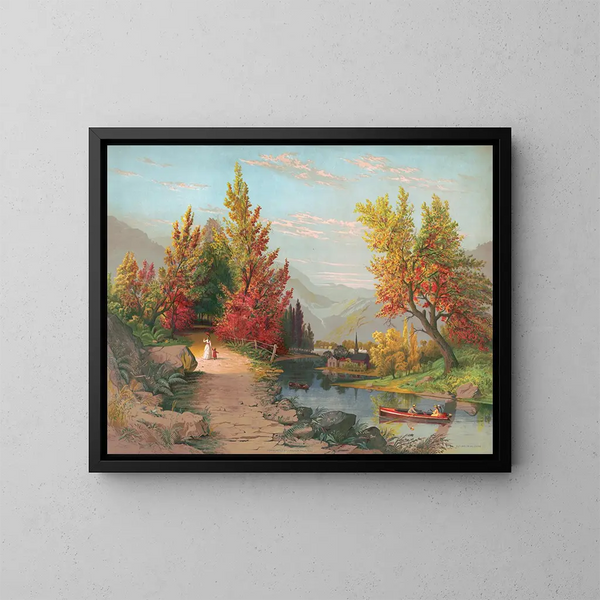 Autumn on the Lehigh - Joseph Hoover — framed artwork on a wall