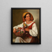 La chica con flores - Joseph Lavos — cuadro enmarcado en la pared