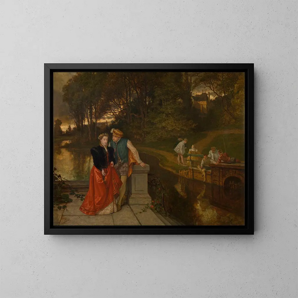 Amantes en el parque - Joseph Lies — cuadro enmarcado en la pared