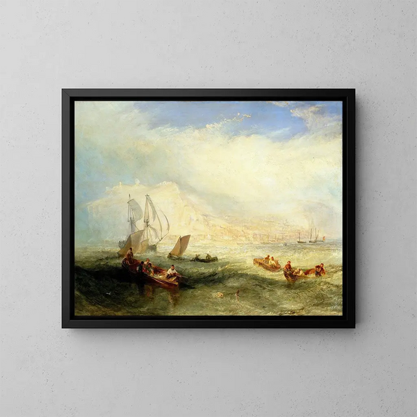 Pesca con línea en alta mar cerca de Hastings - Joseph Mallord William Turner — cuadro enmarcado en la pared