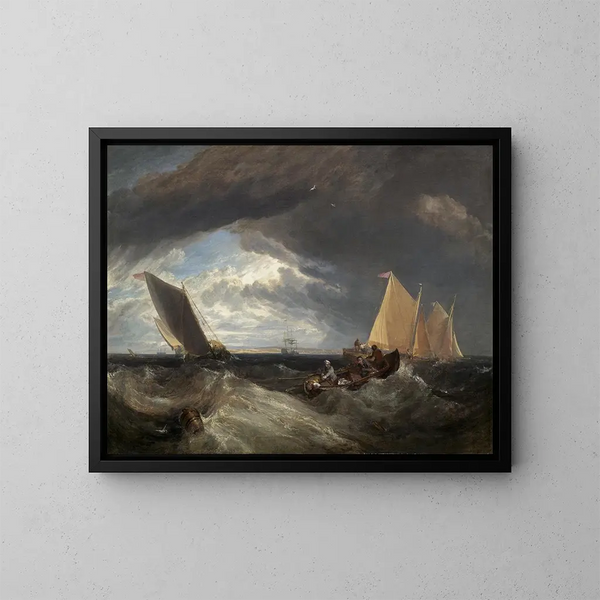 The confluence of the Thames and Medway - Joseph Mallord William Turner — framed artwork on a wall