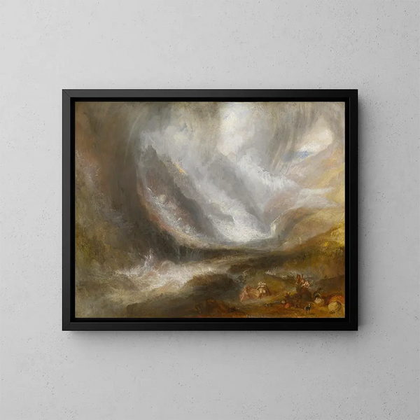 Vallée d'Aoste: tempête de neige, avalanche et orage - Joseph Mallord William Turner — framed artwork on a wall