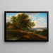 Paisaje fluvial con rebaño de ganado - Joseph Messmer — cuadro enmarcado en la pared