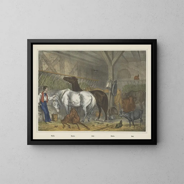 Establo - Joseph Scholz — cuadro enmarcado en la pared