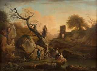 Joseph Vernet - Rencontre galante de soldats prs dune rivire et Pcheurs devant une cascatelle.webp