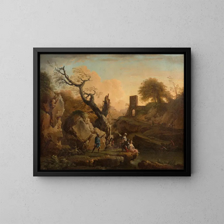 Joseph Vernet - Rencontre galante de soldats prs dune rivire et Pcheurs devant une cascatelle.webp