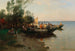 Bateaux de pesca en la orilla del lago de Constanza al atardecer - Joseph Wopfner — vista de la obra