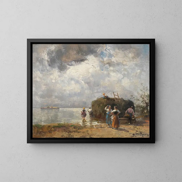 Bateau de pêche au Chiemsee - Joseph Wopfner — cuadro enmarcado en la pared