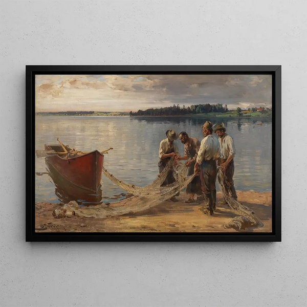 Joseph Wopfner - Netzflickende Fischer am Chiemseeufer.webp