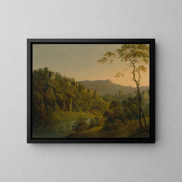 Vista de Matlock Dale hacia el escarpe de Black Rock - Joseph Wright de Derby — cuadro enmarcado en la pared