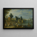 Village on the riverbank - Joseph van Bredael — framed artwork on a wall