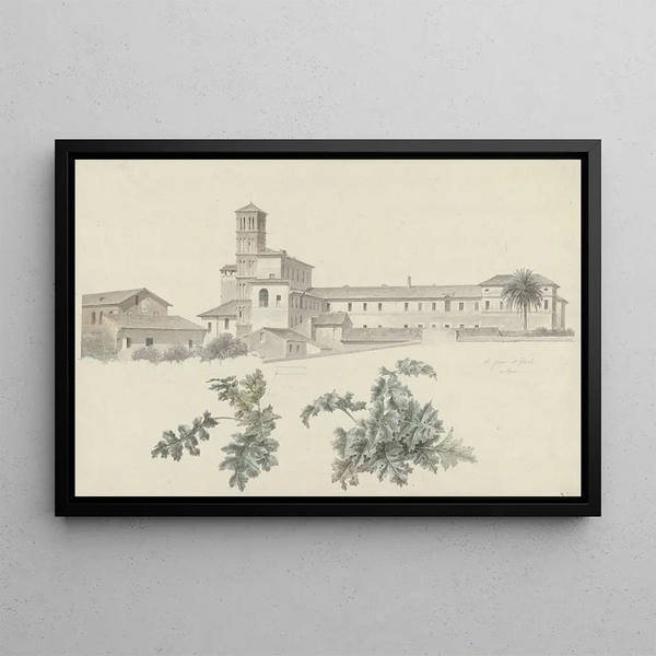 Josephus Augustus Knip - The Basilica of Santi Giovanni e Paolo in Rome with Two Studies of Plants.webp