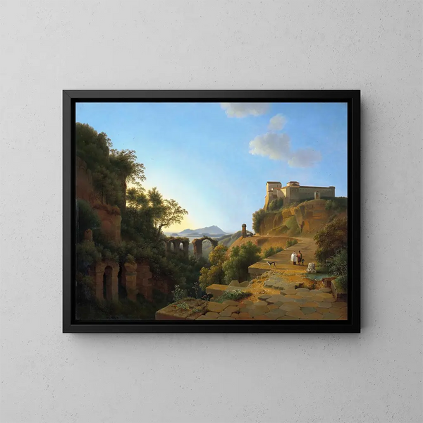The Gulf of Naples with the island of Ischia in the distance - Josephus Augustus Knip — framed artwork on a wall