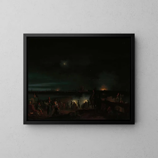 The bombardment of s'Hertogenbosch by the French - Josephus Augustus Knip — framed artwork on a wall