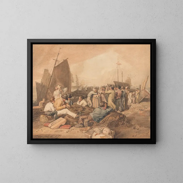El puerto de Dover - Joshua Cristall — cuadro enmarcado en la pared