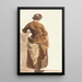 Young girl in a brown dress - Joshua Cristall — framed artwork on a wall