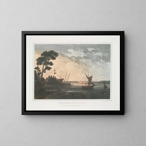 Norfolk desde Gosport, Virginia - Joshua Shaw — cuadro enmarcado en la pared