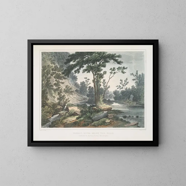 El río Passaic debajo de las cataratas - Joshua Shaw — cuadro enmarcado en la pared