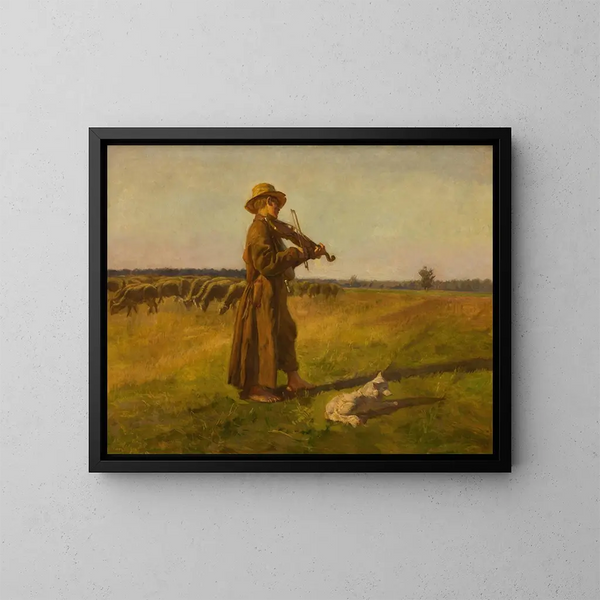 El pescador de vacas - Józef Chełmoński — cuadro enmarcado en la pared