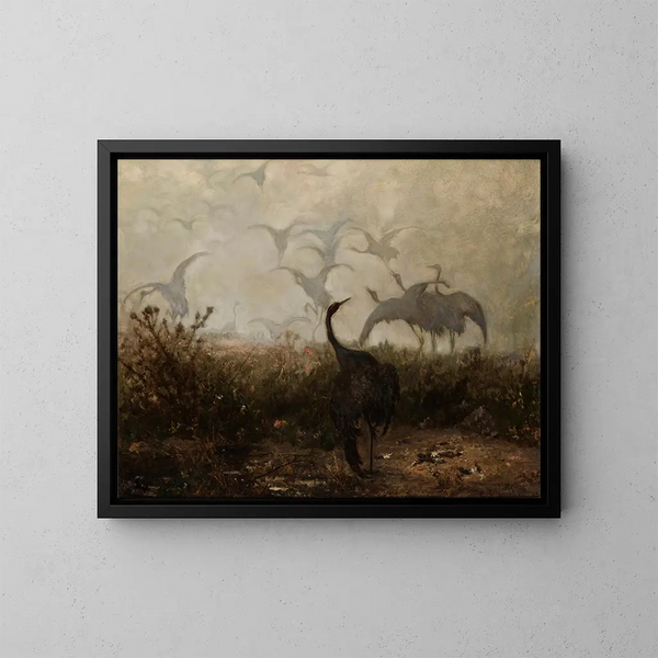 Grúas - Józef Chełmoński — cuadro enmarcado en la pared