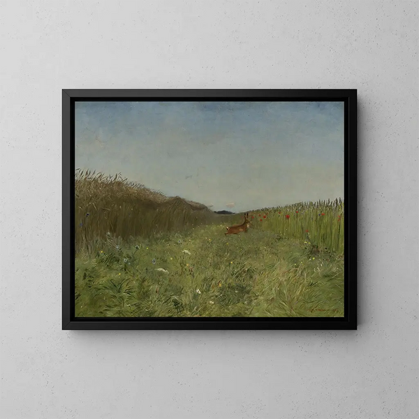 Liebre en el grano - Józef Chełmoński — cuadro enmarcado en la pared