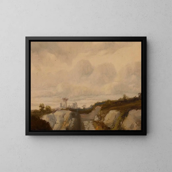 Ruta entre las rocas - Józef Chełmoński — cuadro enmarcado en la pared
