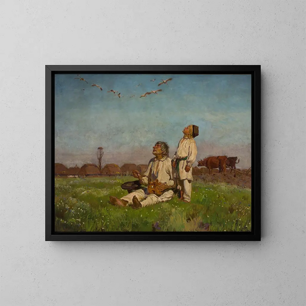 Cigüeñas - Józef Chełmoński — cuadro enmarcado en la pared