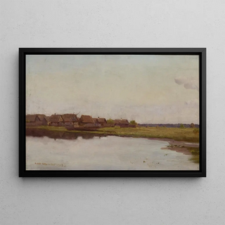 Jozef Chelmonski - Village at waterside.webp