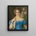 Retrato de una joven con vestido azul - Jozef Ginovský — cuadro enmarcado en la pared