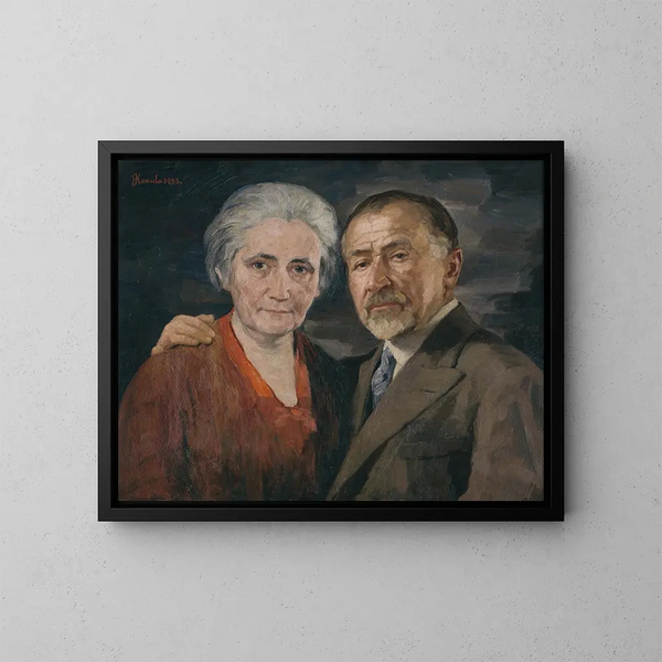 L'artiste avec sa femme - Jozef Hanula — framed artwork on a wall