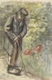 Viejo apoyado en su bastón - Jozef Israëls — vista de la obra
