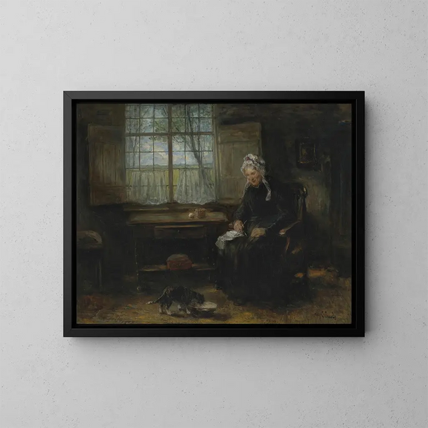 Una vieja muchacha - Jozef Israëls — cuadro enmarcado en la pared