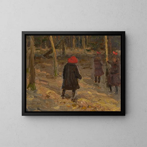 Los niños del artista en el parque - Jozef Teodor Mousson — cuadro enmarcado en la pared