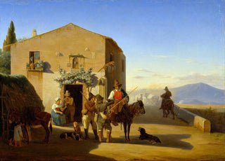 Jrgen Sonne - Roman Country People Outside The Osteria At Ponte Mammolo.webp