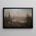 Mountain landscape painting with a fallen tree in the foreground - Juan Buckingham Wandesforde — framed artwork on a wall